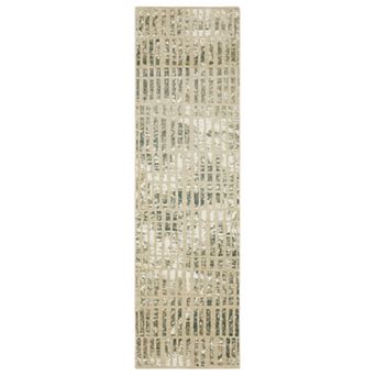 StyleHaven Ryder Beige Distressed Gridwork Hi-low Pile Fringed Edge Area Rug