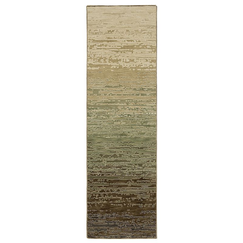 StyleHaven Ryder Abstract Ombre Hi-low Pile Fringed Edge Area Rug, Beige Brown
