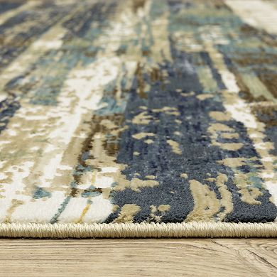 StyleHaven Ryder Ombre Distressed Gridwork Hi-low Pile Fringed Edge Area Rug