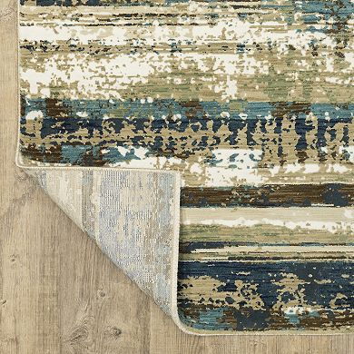 StyleHaven Ryder Ombre Distressed Gridwork Hi-low Pile Fringed Edge Area Rug