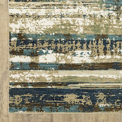StyleHaven Ryder Ombre Distressed Gridwork Hi-low Pile Fringed Edge Area Rug