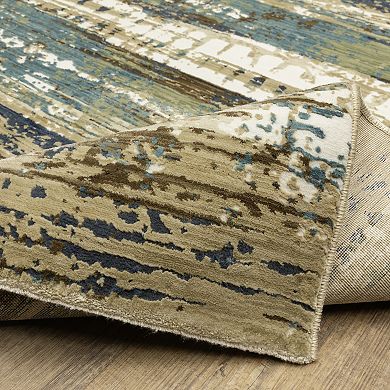 StyleHaven Ryder Ombre Distressed Gridwork Hi-low Pile Fringed Edge Area Rug