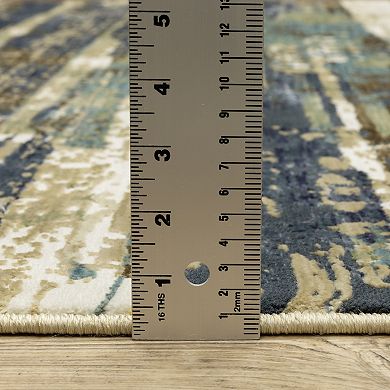 StyleHaven Ryder Ombre Distressed Gridwork Hi-low Pile Fringed Edge Area Rug