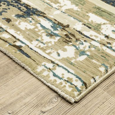 StyleHaven Ryder Ombre Distressed Gridwork Hi-low Pile Fringed Edge Area Rug