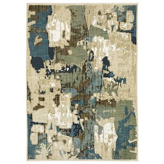 StyleHaven Ryder Ombre Distressed Gridwork Hi-low Pile Fringed Edge Area Rug