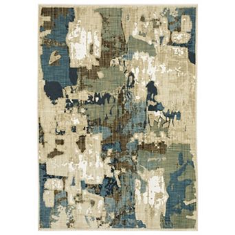StyleHaven Ryder Ombre Distressed Gridwork Hi-low Pile Fringed Edge Area Rug