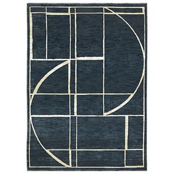StyleHaven Ryder Ombre Distressed Gridwork Hi-low Pile Fringed Edge Area Rug