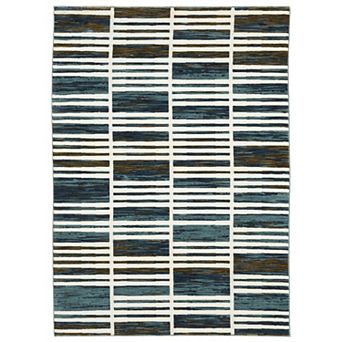 StyleHaven Ryder Ombre Distressed Gridwork Hi-low Pile Fringed Edge Area Rug