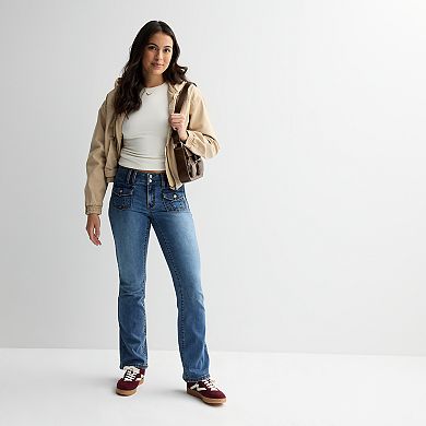 Juniors' Project Indigo Low-Rise Button Pocket Fashion Bootcut Jeans