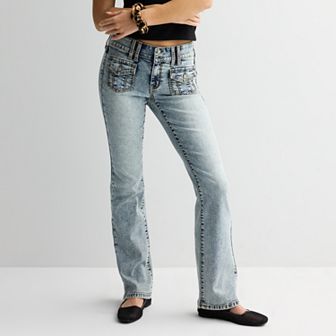 Juniors' Project Indigo Low-Rise Button Pocket Fashion Bootcut Jeans