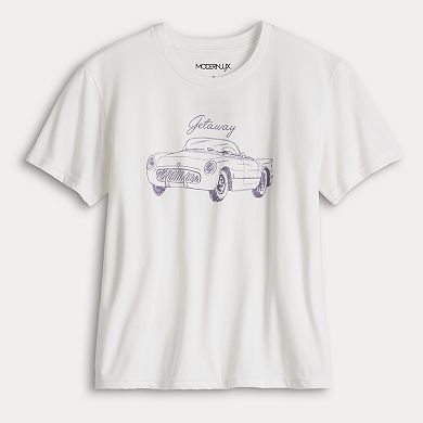 Juniors' Modern Lux Getaway Car Graphic Tee