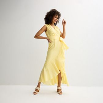 Women's Maison Tara Sleeveless Ruffle Wrap Midi Dress