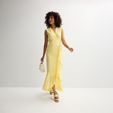 Women's Maison Tara Sleeveless Ruffle Wrap Midi Dress