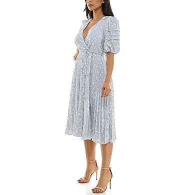 Women's Maison Tara Rose Lace Pleated Midi Dress