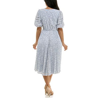 Women's Maison Tara Rose Lace Pleated Midi Dress