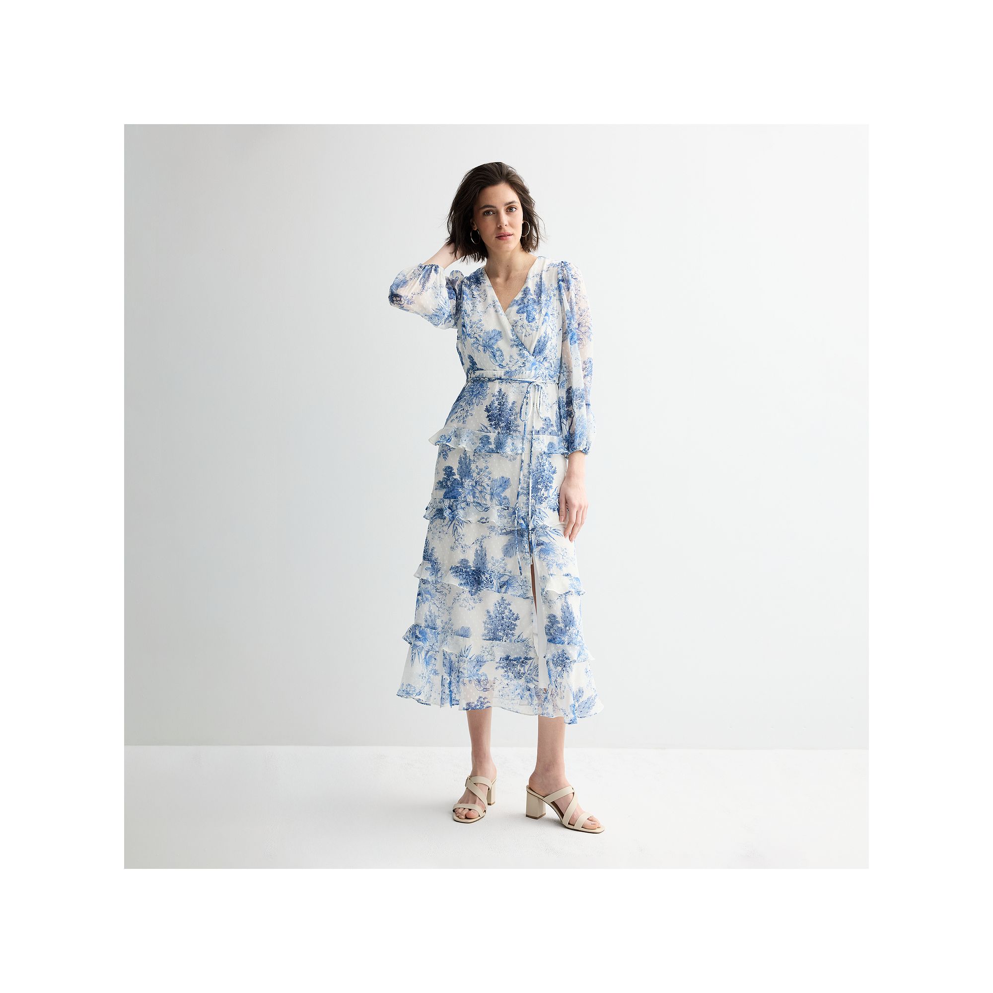 Womens Maison Tara Toile Surplice Tiered Ruffle Maxi Dress, Size: 4, Ivory