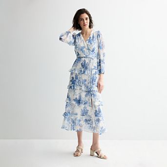 Women's Maison Tara Toile Surplice Tiered Ruffle Maxi Dress