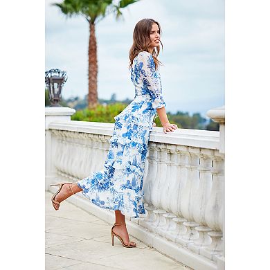 Women's Maison Tara Toile Surplice Tiered Ruffle Maxi Dress