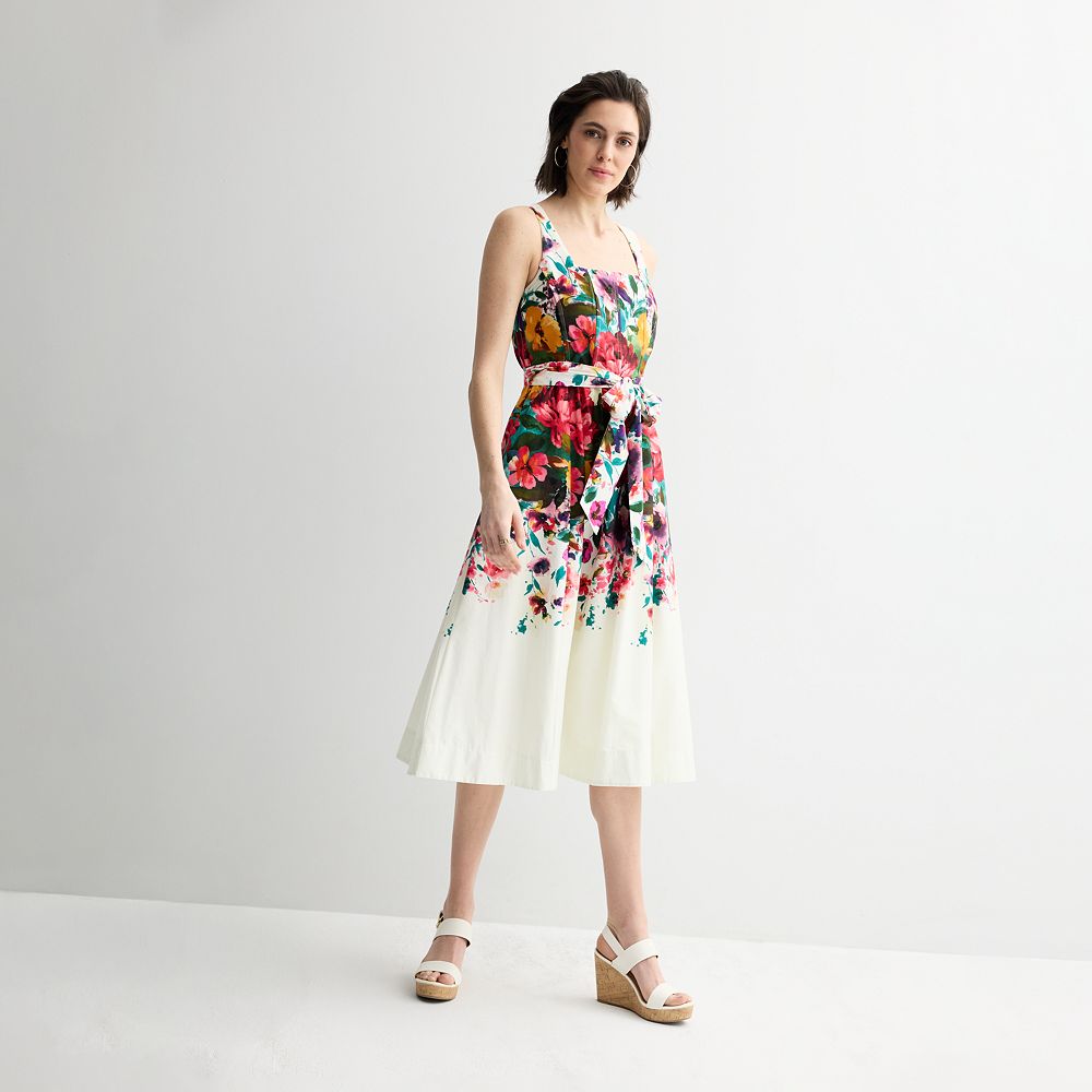 Maison Tara Floral Color Block Illusion Wrap Dress (Additional Colors)