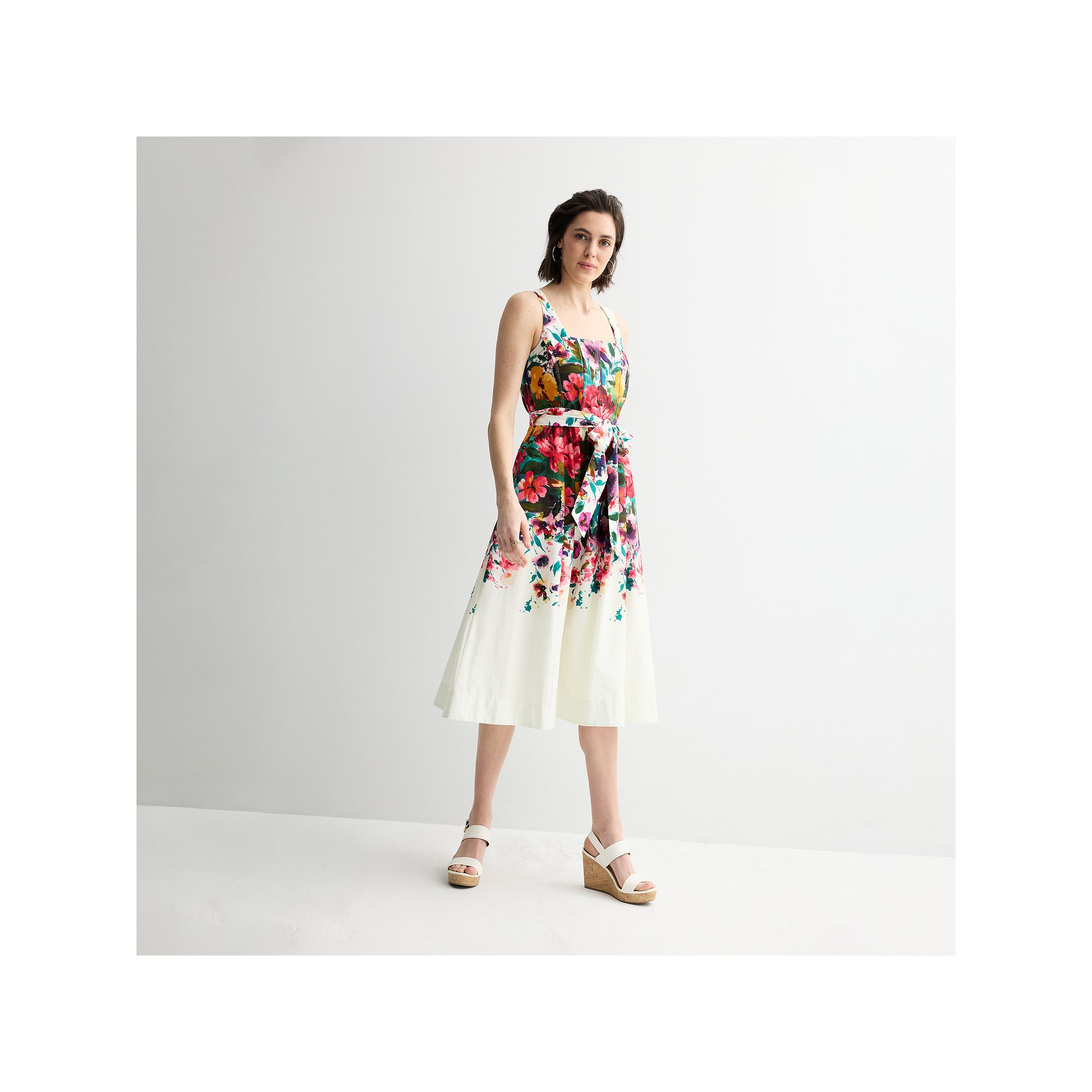 Womens Maison Tara Floral Fit & Flare Midi Dress, Size: 4, Ivory Floral
