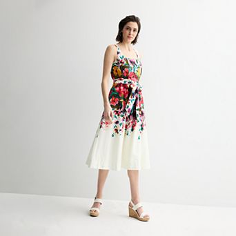 Women's Maison Tara Floral Fit & Flare Midi Dress