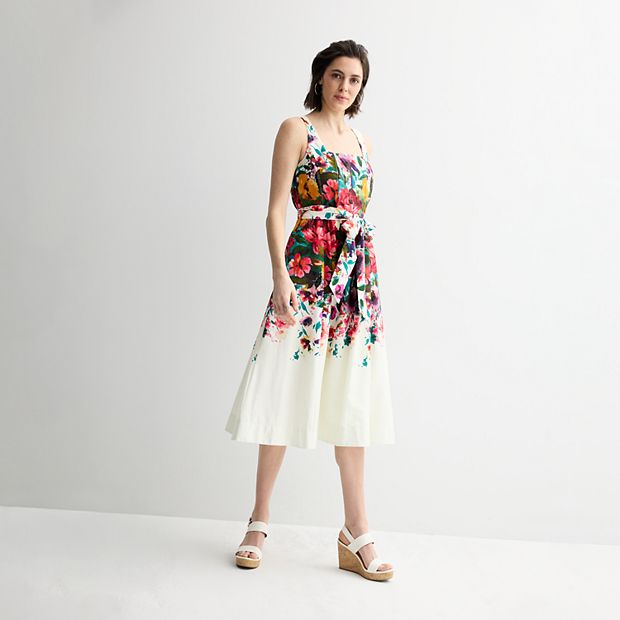 green emerald velvet dress Francesca Floral Fit & Flare Midi Dress main image 0