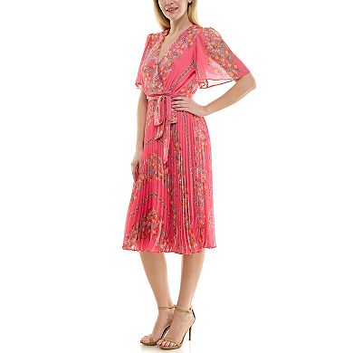 Women's Maison Tara Floral Pleated Midi Dress