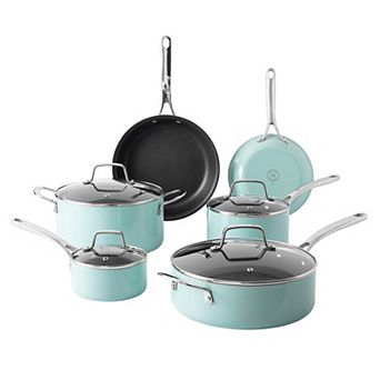 Martha Stewart Lockton 10 pc Nonstick Enameled Aluminum Pots and Pans Cookware Set