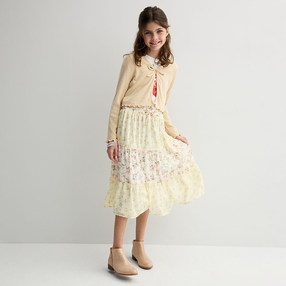 Girls 7-16 Trixxi 3-pc. Cardigan, Strawberry Graphic Tee