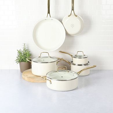 Martha Stewart Lockton 10-Piece Ceramic Nonstick Aluminum Cookware Set with Lids
