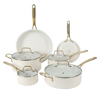 Martha Stewart Lockton 10 pc Ceramic Nonstick Aluminum Cookware Set with Lids