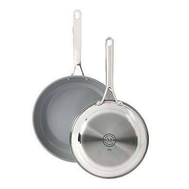 Martha Stewart Delaroux 10-Piece Stainless Steel Ceramic Nonstick Pots & Pans Set with Lids