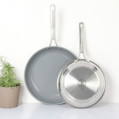 Martha Stewart Delaroux 10-Piece Stainless Steel Ceramic Nonstick Pots & Pans Set with Lids
