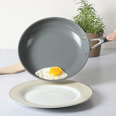 Martha Stewart Delaroux 10-Piece Stainless Steel Ceramic Nonstick Pots & Pans Set with Lids