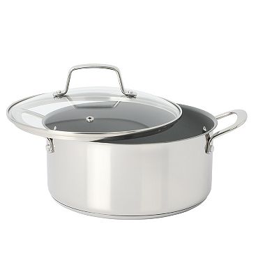 Martha Stewart Delaroux 10-Piece Stainless Steel Ceramic Nonstick Pots & Pans Set with Lids