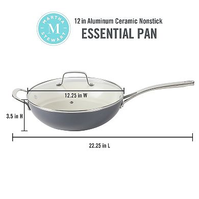 Martha Stewart Lockton 12 in. Ceramic Nonstick Multipurpose Wok Frying Pan