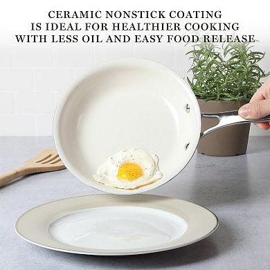 Martha Stewart Lockton 12 in. Ceramic Nonstick Multipurpose Wok Frying Pan