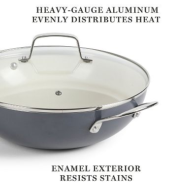 Martha Stewart Lockton 12 in. Ceramic Nonstick Multipurpose Wok Frying Pan