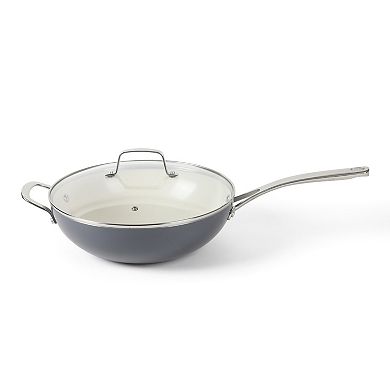 Martha Stewart Lockton 12 in. Ceramic Nonstick Multipurpose Wok Frying Pan