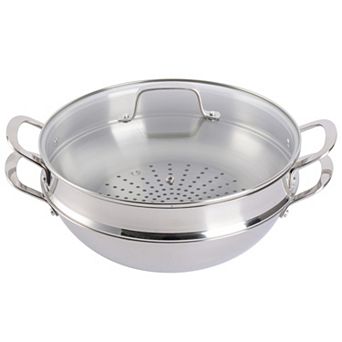 Martha Stewart Castelle 12 in Stainless Steel Rounded Multi-Purpose Pan & Steamer Insert