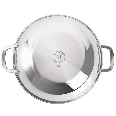 Martha Stewart Castelle 12 in. Stainless Steel Rounded Multi-Purpose Pan & Steamer Insert