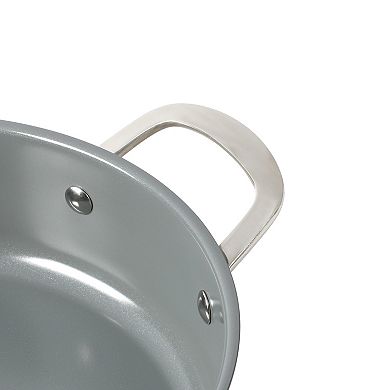 Martha Stewart Delaroux 4 Qt. Stainless Steel Ceramic Nonstick Saute Pan with Glass Lid