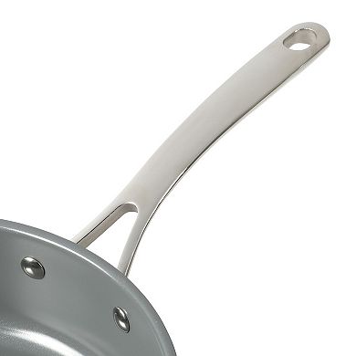 Martha Stewart Delaroux 4 Qt. Stainless Steel Ceramic Nonstick Saute Pan with Glass Lid