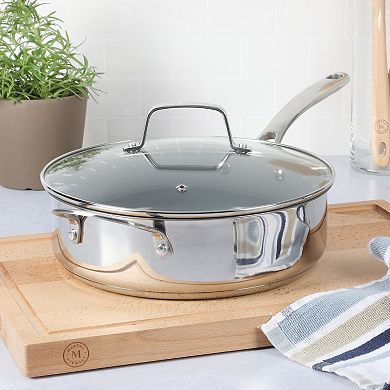 Martha Stewart Delaroux 4 Qt. Stainless Steel Ceramic Nonstick Saute Pan with Glass Lid