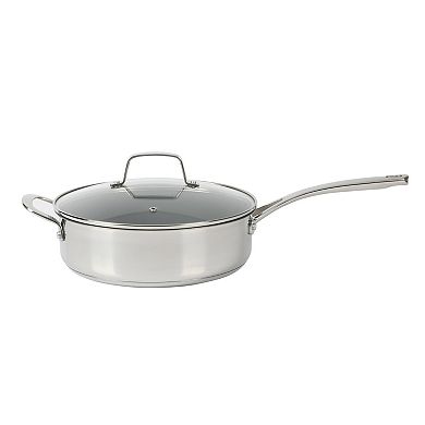 Martha Stewart Delaroux 4 Qt. Stainless Steel Ceramic Nonstick Saute Pan with Glass Lid