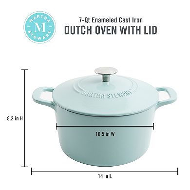 Martha Stewart Gatwick Ombre 7 Qt. Enameled Cast Iron Dutch Oven