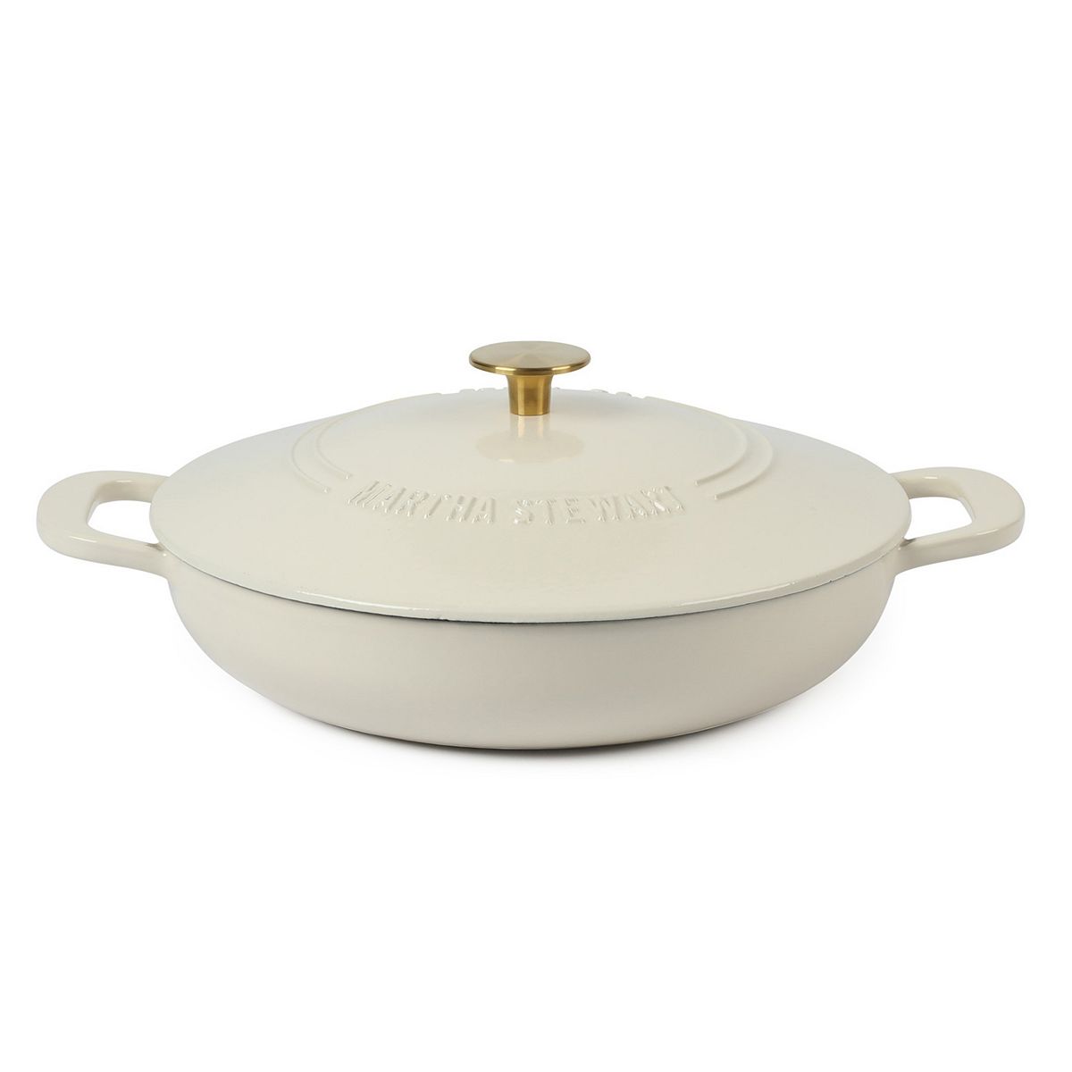 Martha Stewart 3.5 Qt. Enameled Cast Iron Dutch Oven Braiser - White
