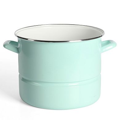 Martha Stewart 16 Qt. Enameled Steel Steamer Stock Pot with Lid