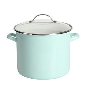 Martha Stewart 12-qt Enameled Steel Stock Pot with Glass Lid