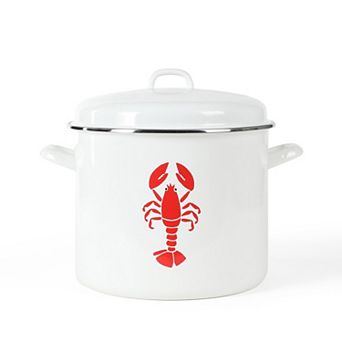 Martha Stewart 16-qt Enameled Steel Lobster Print Stock Pot with Lid